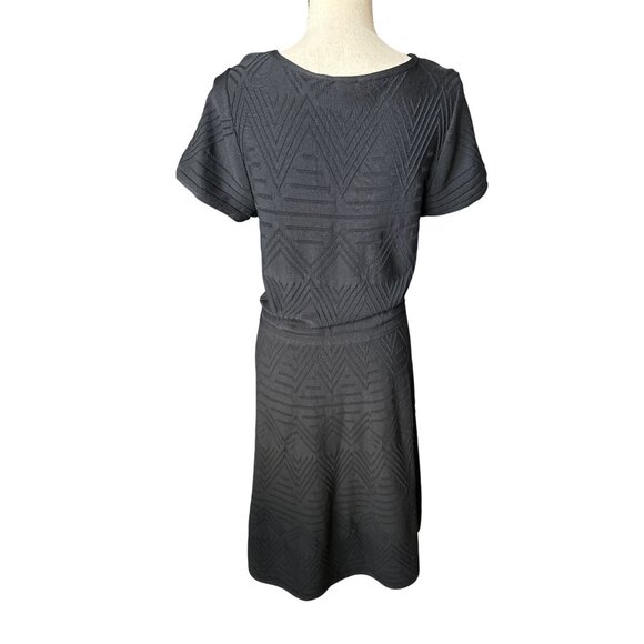 Talbots Black Knit Geometric Textured Short Sleeve A-Line Little Black Dress 1X - Picture 3 of 4